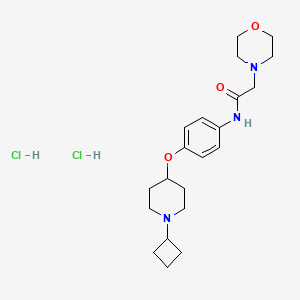 molecular formula C21H33Cl2N3O3 B611080 N-[4-(1-cyclobutylpiperidin-4-yl)oxyphenyl]-2-morpholin-4-ylacetamide;dihydrochloride CAS No. 1394808-20-8