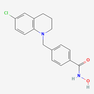 molecular formula C17H17ClN2O2 B611082 4-((6-chloro-3,4-dihydroquinolin-1(2H)-yl)methyl)-N-hydroxybenzamide CAS No. 2126744-35-0