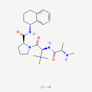 molecular formula C25H39ClN4O3 B611090 (S)-1-((S)-3,3-Dimethyl-2-((S)-2-(methylamino)propanamido)butanoyl)-N-((R)-1,2,3,4-tetrahydronaphthalen-1-yl)pyrrolidine-2-carboxamide hydrochloride CAS No. 845745-37-1