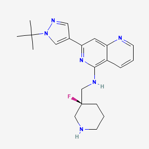 molecular formula C21H27FN6 B611096 7-(1-tert-butyl-1H-pyrazol-4-yl)-N-{[(3S)-3-fluoropiperidin-3-yl]methyl}-1,6-naphthyridin-5-amine CAS No. 1345458-66-3