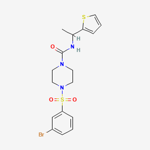 molecular formula C17H20BrN3O3S2 B611107 4-(3-溴苯磺酰基)-N-[1-(噻吩-2-基)乙基]哌嗪-1-甲酰胺 CAS No. 1090528-71-4