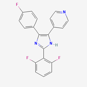 molecular formula C20H12F3N3 B611111 4-[2-(2,6-difluorophenyl)-4-(4-fluorophenyl)-1H-imidazol-5-yl]pyridine CAS No. 1784751-18-3