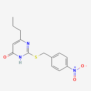 molecular formula C14H15N3O3S B6111180 2-[(4-nitrophenyl)methylsulfanyl]-4-propyl-1H-pyrimidin-6-one 