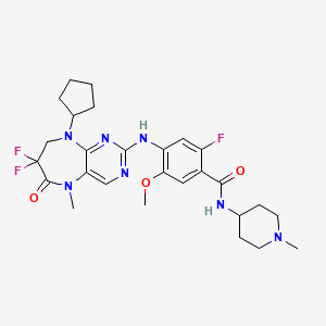 4-((9-Cyclopentyl-7,7-difluoro-5-methyl-6-oxo-6,7,8,9-tetrahydro-5H-pyrimido[4,5-b][1,4]diazepin-2-yl)amino)-2-fluoro-5-methoxy-N-(1-methylpiperidin-4-yl)benzamide