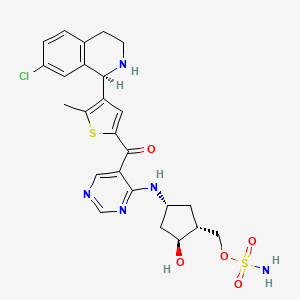 molecular formula C25H28ClN5O5S2 B611129 [(1R,2S,4R)-4-[[5-[[4-((1R)-7-氯-1,2,3,4-四氢异喹啉-1-基)-5-甲基噻吩-2-基]羰基]嘧啶-4-基]氨基]-2-羟基环戊基]甲基氨磺酸盐 CAS No. 1858276-04-6
