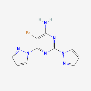 molecular formula C10H8BrN7 B611135 5-bromo-2,6-di(1H-pyrazol-1-yl)pyrimidin-4-amine CAS No. 1337962-47-6