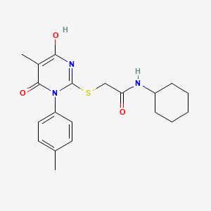 molecular formula C20H25N3O3S B6111366 N-cyclohexyl-2-[4-hydroxy-5-methyl-1-(4-methylphenyl)-6-oxopyrimidin-2-yl]sulfanylacetamide 