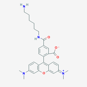 molecular formula C31H37ClN4O4 B611137 5-((6-Aminohexyl)carbamoyl)-2-(3,6-bis(dimethylamino)xanthylium-9-yl)benzoate CAS No. 2158336-47-9