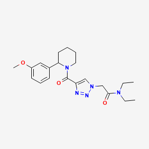 molecular formula C21H29N5O3 B6111388 N,N-diethyl-2-[4-[2-(3-methoxyphenyl)piperidine-1-carbonyl]triazol-1-yl]acetamide 