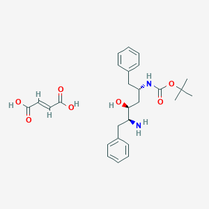 molecular formula C27H36N2O7 B061114 [2S,3S,5S]-2-Amino-3-hydroxy-5-tert-butyloxycarbonylamino-1,6-diphenylhexane fumarate salt CAS No. 169870-03-5