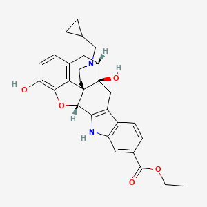 molecular formula C29H30N2O5 B611147 Ethyl (4bS,8R,8aS,14bR)-7-(cyclopropylmethyl)-5,6,7,8,8a,9,14,14b-octahydro-1,8a-dihydroxy-4,8-methanobenzofuro[2,3-a]pyrido[4,3-b]carbazole-12-carboxylate CAS No. 892039-23-5