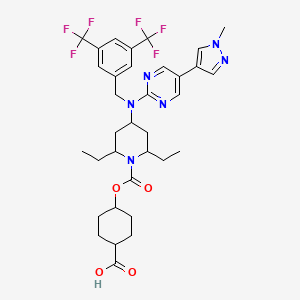 molecular formula C34H40F6N6O4 B611151 4-((4-((3,5-bis(trifluoromethyl)benzyl)(5-(1-methyl-1H-pyrazol-4-yl)pyrimidin-2-yl)amino)-2,6-diethylpiperidine-1-carbonyl)oxy)cyclohexane-1-carboxylic acid CAS No. 1149362-88-8