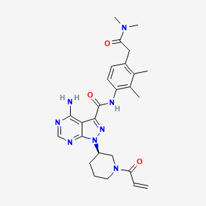 molecular formula C26H32N8O3 B611157 4-amino-N-[4-[2-(dimethylamino)-2-oxoethyl]-2,3-dimethylphenyl]-1-[(3R)-1-(1-oxo-2-propen-1-yl)-3-piperidinyl]-1H-pyrazolo[3,4-d]pyrimidine-3-carboxamide CAS No. 2088323-16-2