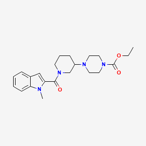 molecular formula C22H30N4O3 B6111590 Ethyl 4-[1-(1-methylindole-2-carbonyl)piperidin-3-yl]piperazine-1-carboxylate 
