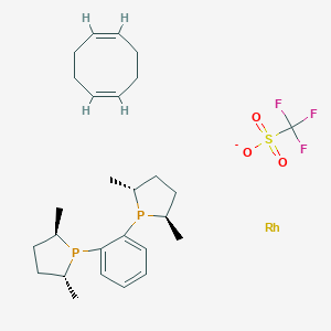 molecular formula C27H40F3O3P2RhS- B061116 1,2-Bis[(2R,5R)-2,5-dimethylphospholano]benzene(cyclooctadiene)rhodium(I) trifluoromethanesulfonate CAS No. 187682-63-9