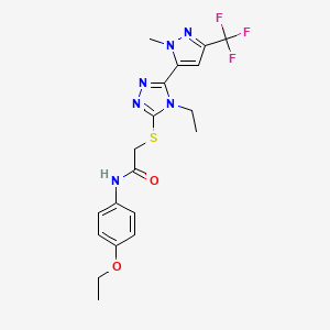 molecular formula C19H21F3N6O2S B6111824 N-(4-ethoxyphenyl)-2-({4-ethyl-5-[1-methyl-3-(trifluoromethyl)-1H-pyrazol-5-yl]-4H-1,2,4-triazol-3-yl}sulfanyl)acetamide 