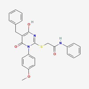 molecular formula C26H23N3O4S B6111997 2-{[5-benzyl-4-hydroxy-1-(4-methoxyphenyl)-6-oxo-1,6-dihydropyrimidin-2-yl]sulfanyl}-N-phenylacetamide 