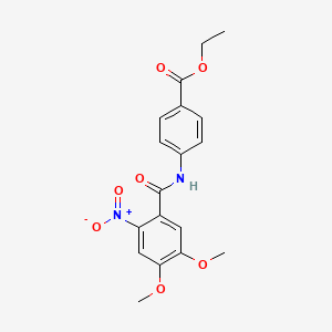 molecular formula C18H18N2O7 B6112095 Ethyl 4-(4,5-dimethoxy-2-nitrobenzamido)benzoate 