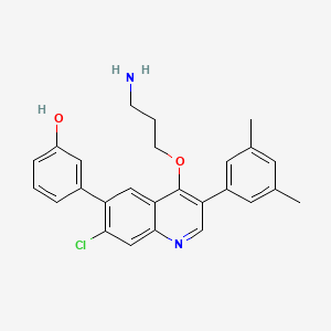 molecular formula C26H25ClN2O2 B611243 3-[4-(3-Aminopropoxy)-7-chloro-3-(3,5-dimethylphenyl)-6-quinolinyl]phenol CAS No. 1021912-42-4