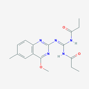 molecular formula C17H21N5O3 B6112455 N-{[(4-methoxy-6-methylquinazolin-2-yl)imino](propanamido)methyl}propanamide CAS No. 5865-71-4