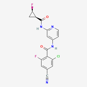molecular formula C17H11ClF2N4O2 B611249 2-Chloro-4-cyano-6-fluoro-n-(2-((1r,2r)-2-fluorocyclopropanecarboxamido)pyridin-4-yl)benzamide CAS No. 1258294-34-6