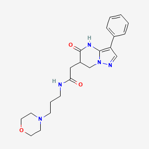 molecular formula C21H27N5O3 B6112512 N-(3-morpholin-4-ylpropyl)-2-(5-oxo-3-phenyl-6,7-dihydro-4H-pyrazolo[1,5-a]pyrimidin-6-yl)acetamide 