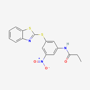 molecular formula C16H13N3O3S2 B6112549 N-[3-(1,3-benzothiazol-2-ylsulfanyl)-5-nitrophenyl]propanamide 