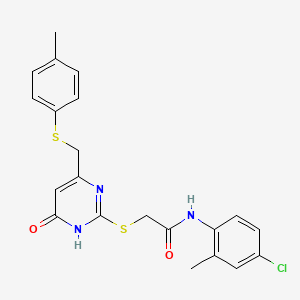 molecular formula C21H20ClN3O2S2 B6112649 N-(4-chloro-2-methylphenyl)-2-[(4-hydroxy-6-{[(4-methylphenyl)sulfanyl]methyl}pyrimidin-2-yl)sulfanyl]acetamide 