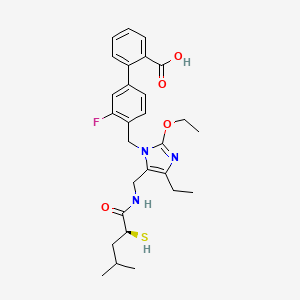 molecular formula C28H34FN3O4S B611266 4'-{2-Ethoxy-4-ethyl-5-[((S)-2-mercapto-4-methylpentanoylamino)methyl]imidazol-1-ylmethyl}-3'-fluorobiphenyl-2-carboxylic Acid CAS No. 1073549-10-6