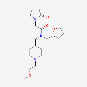 molecular formula C20H35N3O4 B6112772 N-[[1-(2-methoxyethyl)piperidin-4-yl]methyl]-N-(oxolan-2-ylmethyl)-2-(2-oxopyrrolidin-1-yl)acetamide 