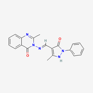 molecular formula C20H17N5O2 B6112791 3-{[(5-hydroxy-3-methyl-1-phenyl-1H-pyrazol-4-yl)methylene]amino}-2-methyl-4(3H)-quinazolinone 