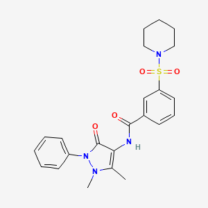 molecular formula C23H26N4O4S B6112860 N-(1,5-DIMETHYL-3-OXO-2-PHENYL-2,3-DIHYDRO-1H-PYRAZOL-4-YL)-3-(PIPERIDINE-1-SULFONYL)BENZAMIDE 
