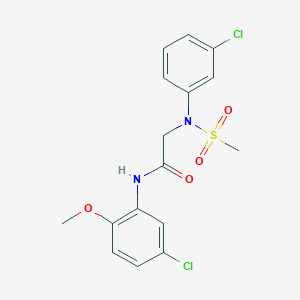 molecular formula C16H16Cl2N2O4S B6113084 N~1~-(5-chloro-2-methoxyphenyl)-N~2~-(3-chlorophenyl)-N~2~-(methylsulfonyl)glycinamide 