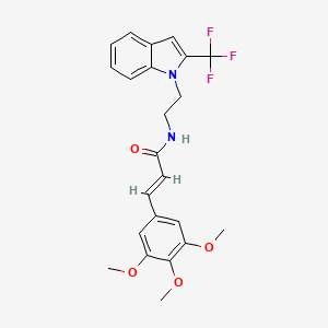 molecular formula C23H23F3N2O4 B611318 (E)-N-(2-(2-(Trifluoromethyl)-1H-indol-1-yl)ethyl)-3-(3,4,5-trimethoxyphenyl)acrylamide CAS No. 1415716-58-3