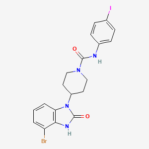 molecular formula C19H18BrIN4O2 B611329 4-(4-溴基-2-氧代-3~{H}-苯并咪唑-1-基)-~{N}-(4-碘苯基)哌啶-1-甲酰胺 CAS No. 2304947-71-3