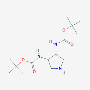molecular formula C14H27N3O4 B061134 (R,R)-3,4-trans-(N-Boc)-diaminopyrrolidine CAS No. 161723-00-8