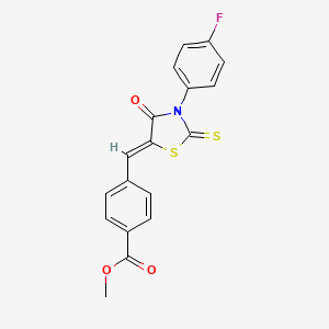 molecular formula C18H12FNO3S2 B6113618 METHYL 4-{[(5Z)-3-(4-FLUOROPHENYL)-4-OXO-2-SULFANYLIDENE-1,3-THIAZOLIDIN-5-YLIDENE]METHYL}BENZOATE 