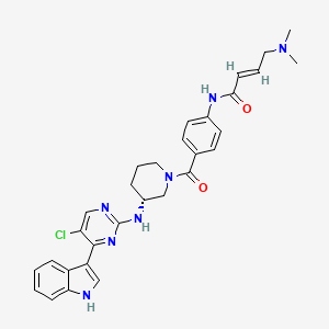 molecular formula C30H32ClN7O2 B611368 (R,E)-N-(4-(3-((5-chloro-4-(1H-indol-3-yl)pyrimidin-2-yl)amino)piperidine-1-carbonyl)phenyl)-4-(dimethylamino)but-2-enamide CAS No. 1702809-17-3