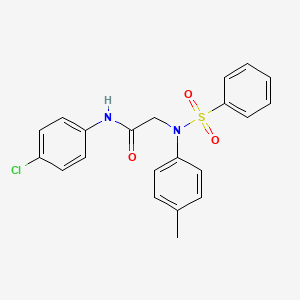 molecular formula C21H19ClN2O3S B6113790 2-[N-(benzenesulfonyl)-4-methylanilino]-N-(4-chlorophenyl)acetamide 