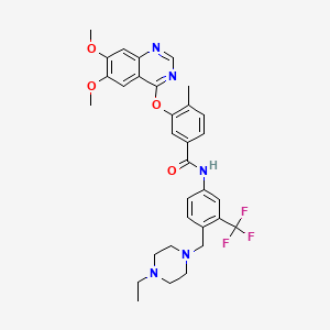 molecular formula C32H34F3N5O4 B611385 3-(6,7-Dimethoxyquinazolin-4-yloxy)-N-(4-((4-ethylpiperazin-1-yl)methyl)-3-(trifluoromethyl)phenyl)-4-methylbenzamide CAS No. 1315330-17-6
