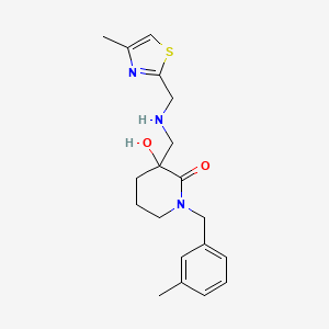 molecular formula C19H25N3O2S B6113870 3-hydroxy-1-[(3-methylphenyl)methyl]-3-[[(4-methyl-1,3-thiazol-2-yl)methylamino]methyl]piperidin-2-one 