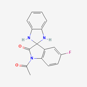 molecular formula C16H12FN3O2 B6113890 1'-Acetyl-5-fluoro-1,3-dihydrospiro-(2H-benzimidazole-2,3'-(3H)indol)-2'(1'H)-one CAS No. 93500-63-1