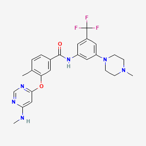 molecular formula C25H27F3N6O2 B611391 4-Methyl-3-[[6-(methylamino)-4-pyrimidinyl]oxy]-N-[3-(4-methyl-1-piperazinyl)-5-(trifluoromethyl)phenyl]benzamide CAS No. 1620820-12-3