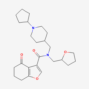 molecular formula C25H36N2O4 B6113910 N-[(1-cyclopentyl-4-piperidinyl)methyl]-4-oxo-N-(tetrahydro-2-furanylmethyl)-4,5,6,7-tetrahydro-1-benzofuran-3-carboxamide 