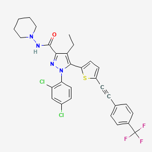 molecular formula C30H25Cl2F3N4OS B611399 1-(2,4-dichlorophenyl)-4-ethyl-N-piperidin-1-yl-5-[5-[2-[4-(trifluoromethyl)phenyl]ethynyl]thiophen-2-yl]pyrazole-3-carboxamide CAS No. 1253641-65-4