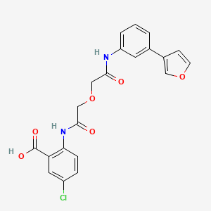 molecular formula C21H17ClN2O6 B611401 5-Chloro-2-(2-(2-((3-(furan-3-yl)phenyl)amino)-2-oxoethoxy)acetamido)benzoic acid CAS No. 1190221-43-2