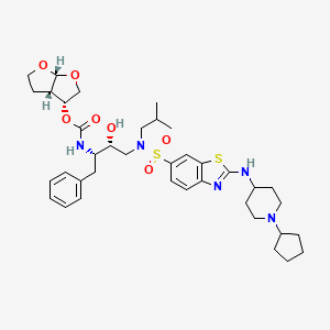 molecular formula C38H53N5O7S2 B611404 (3r,3as,6ar)-Hexahydrofuro[2,3-B]furan-3-Yl {(2s,3r)-4-[({2-[(1-Cyclopentylpiperidin-4-Yl)amino]-1,3-Benzothiazol-6-Yl}sulfonyl)(2-Methylpropyl)amino]-3-Hydroxy-1-Phenylbutan-2-Yl}carbamate CAS No. 1000287-05-7