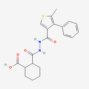 molecular formula C20H22N2O4S B6114059 2-({2-[(5-Methyl-4-phenylthiophen-3-yl)carbonyl]hydrazinyl}carbonyl)cyclohexanecarboxylic acid 
