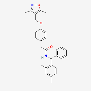 molecular formula C29H30N2O3 B611410 2-[4-[(3,5-dimethyl-1,2-oxazol-4-yl)methoxy]phenyl]-N-[(2,4-dimethylphenyl)-phenylmethyl]acetamide CAS No. 1421837-45-7