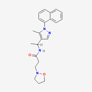 molecular formula C22H26N4O2 B6114336 N-[1-(5-methyl-1-naphthalen-1-ylpyrazol-4-yl)ethyl]-3-(1,2-oxazolidin-2-yl)propanamide 